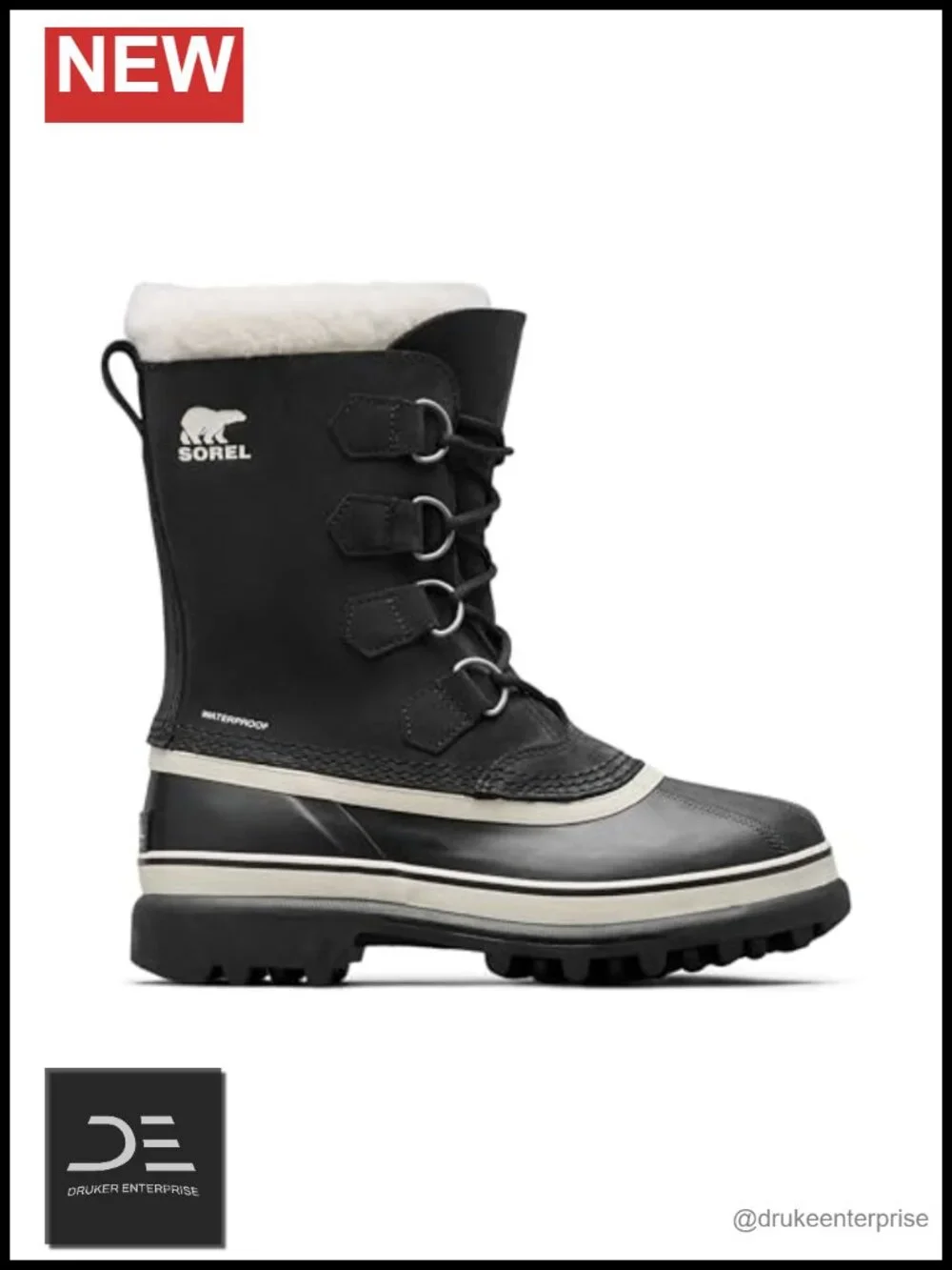 Waterproof Leather Lace-Up Mid-Calf Winter Boots Snow